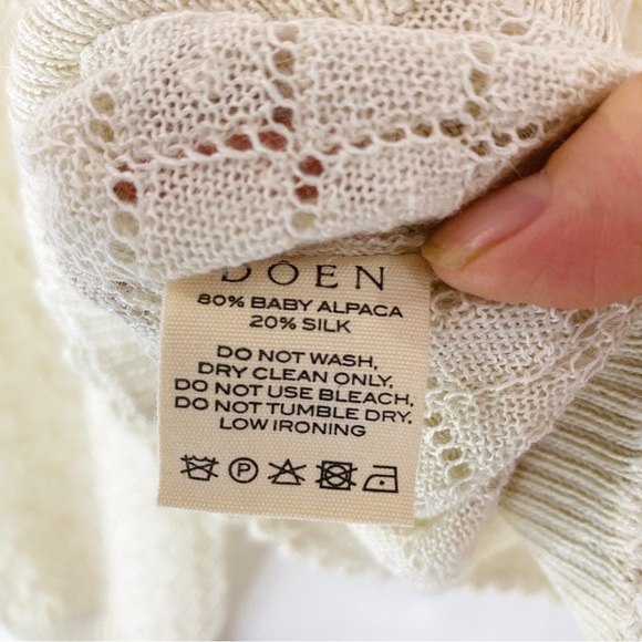 Doen Alpaca and silk mock neck lightweight cream sweater top - Picture 8 of 14